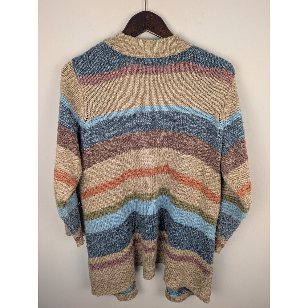 LIZ CLAIBORNE Acrylic Open Front Cardigan Sweater Size 1X Multicolor Stripes - Picture 6 of 10